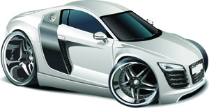 Caricature d'Audi pour symboliser l'accès à Paintball 75 en voiture